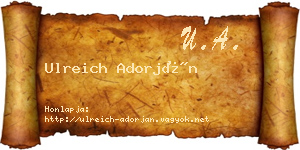 Ulreich Adorján névjegykártya